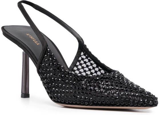 Le Silla Slingback stiletto's verfraaid met stras Zwart