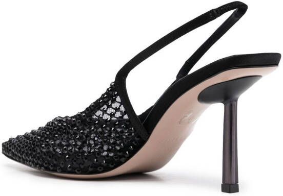 Le Silla Slingback stiletto's verfraaid met stras Zwart