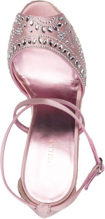 Le Silla Sandalen verfraaid met kristallen Roze