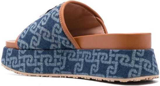 LIU JO Frida slippers met monogramprint Blauw