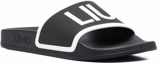 LIU JO KOS 2 slippers met logoprint Zwart