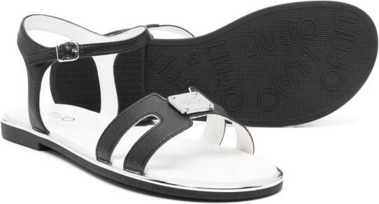 Liu Jo Kids Sandalen met logoplakkaat Zwart