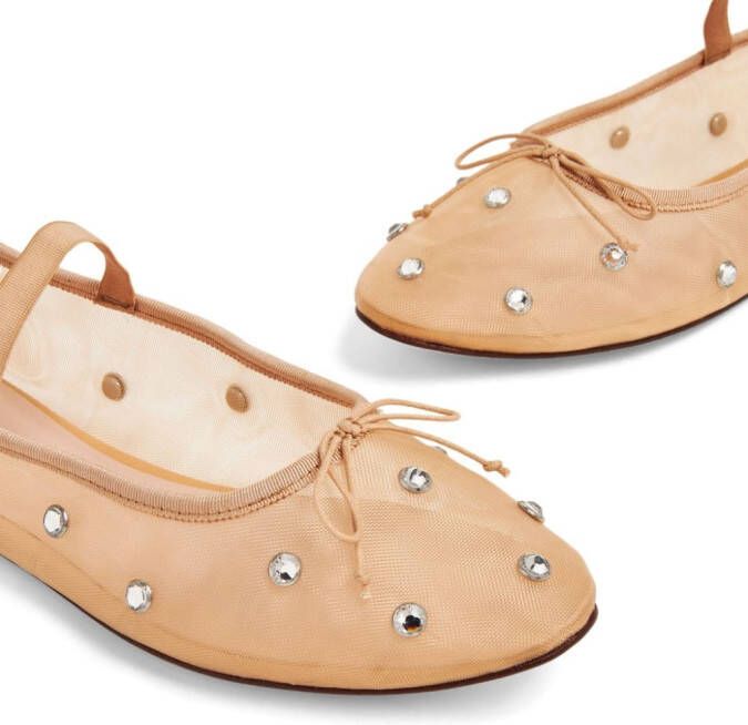 Loeffler Randall Leonie ballerina's verfraaid met kristallen Beige