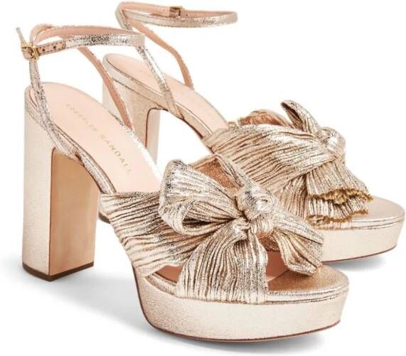 Loeffler Randall Natalia plissé-lamé sandalen Beige