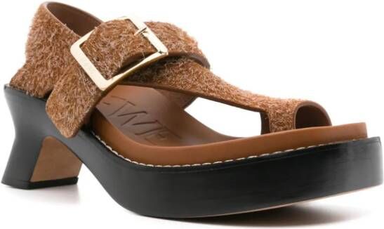 LOEWE 70mm Ease suède sandalen Bruin