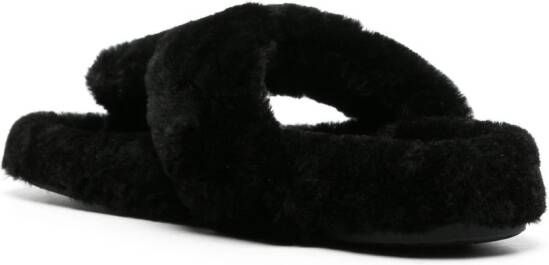 LOEWE Ease lammy teenslippers Zwart