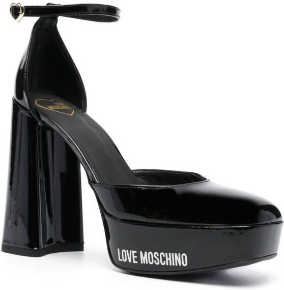 Love Moschino 120mm logo-print leather pumps Zwart