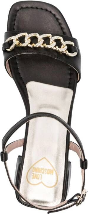 Love Moschino 50 mm leren sandalen Zwart