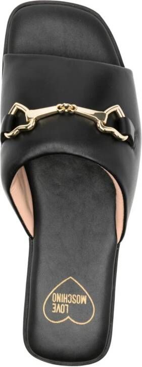 Love Moschino Slippers met gesp Zwart