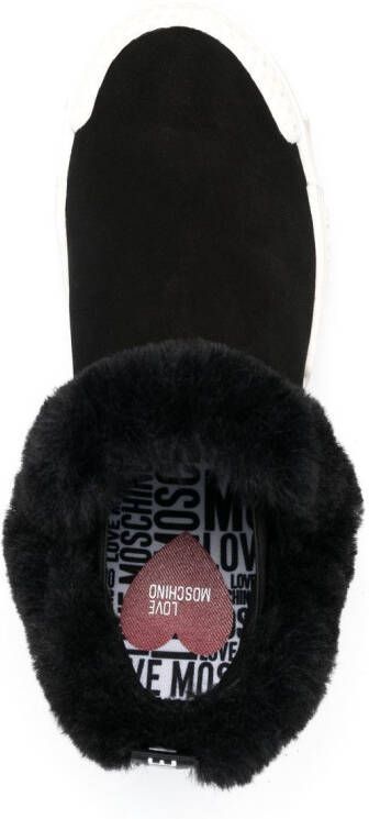 Love Moschino Enkellaarzen met afwerking van bont Zwart