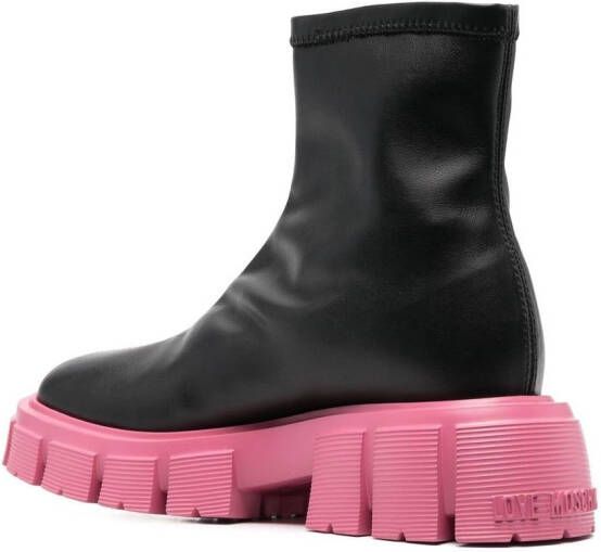 Love Moschino Enkellaarzen met chunky zool Zwart