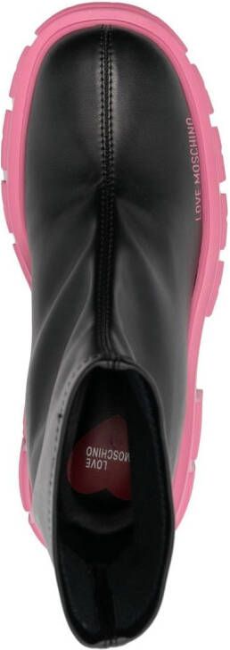 Love Moschino Enkellaarzen met chunky zool Zwart