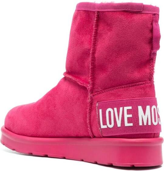 Love Moschino Enkellaarzen met logopatch Roze