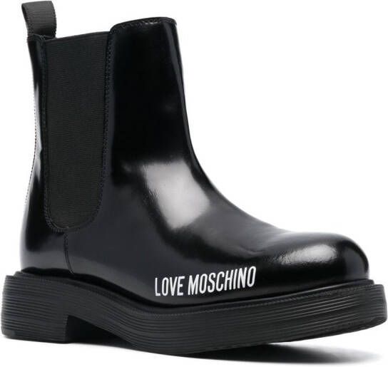 Love Moschino Enkellaarzen met logoprint Zwart