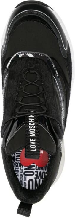 Love Moschino Sneakers met imitatie scheerwol Zwart