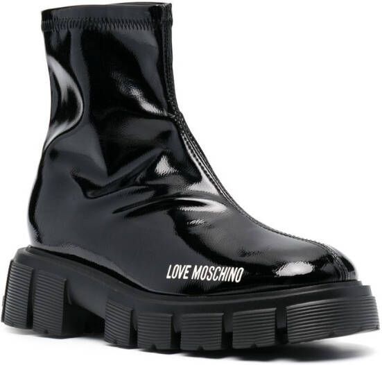 Love Moschino Glanzende laarzen Zwart