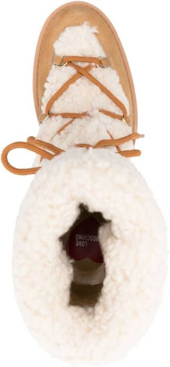 Love Moschino Lammy enkellaarzen Beige