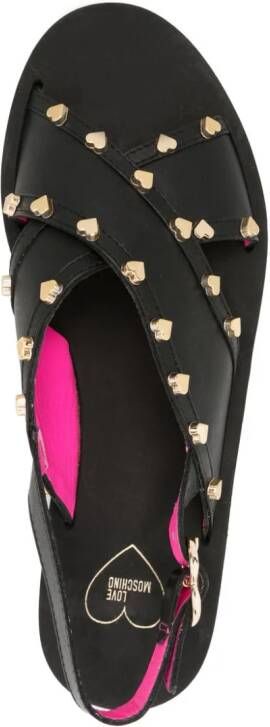 Love Moschino Leren slingback sandalen Zwart