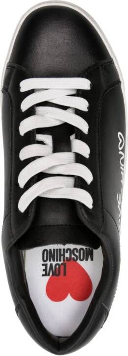 Love Moschino Leren sneakers met logoprint Zwart