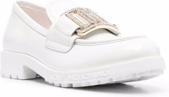Love Moschino Loafers met logoplakkaat Wit