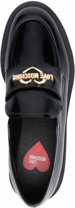 Love Moschino Loafers met logoplakkaat Zwart