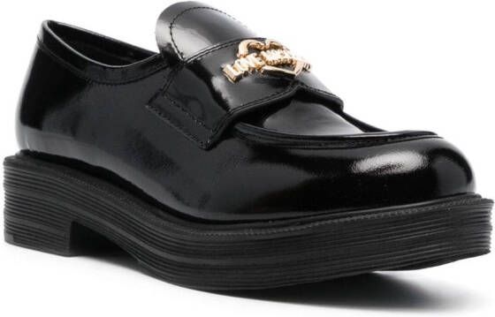 Love Moschino Loafers met logoplakkaat Zwart