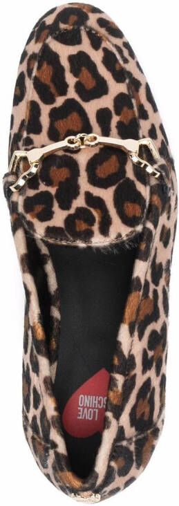 Love Moschino Loafers met luipaardprint Beige
