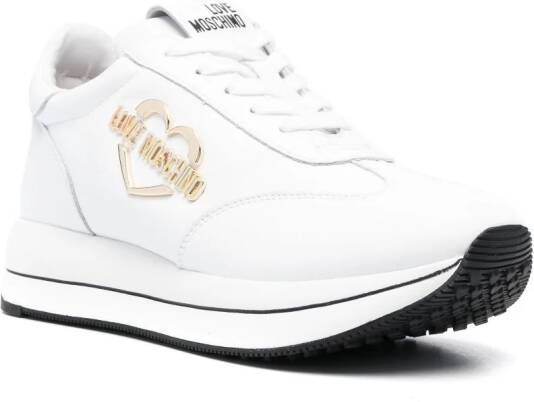 Love Moschino Sneakers met logoplakkaat Wit