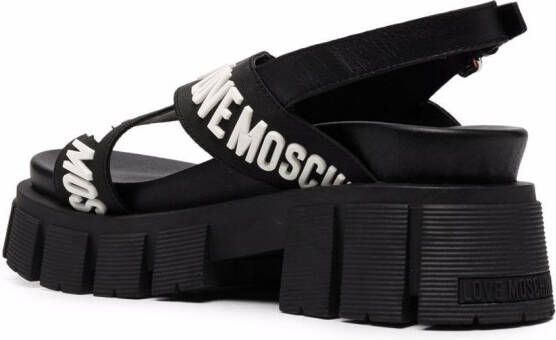 Love Moschino Sandalen met gekruiste bandjes Zwart