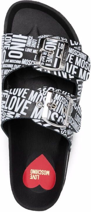 Love Moschino Sandalen met logoprint Zwart
