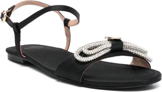 Love Moschino Satijnen sandalen met kristallen strik Zwart