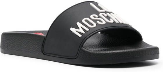 Love Moschino Slippers met 3D logo Zwart