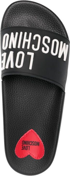 Love Moschino Slippers met 3D logo Zwart