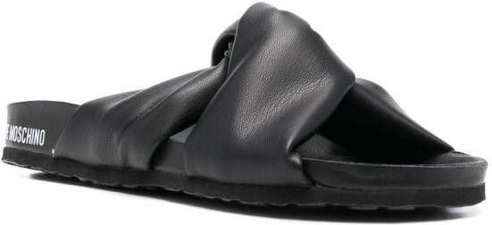 Love Moschino Slippers met geknoopt detail Zwart