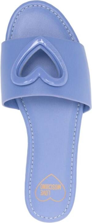 Love Moschino Slippers met hartplakkaat Blauw