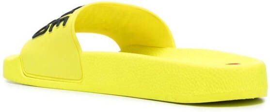 Love Moschino Slippers met logo-reliëf Geel