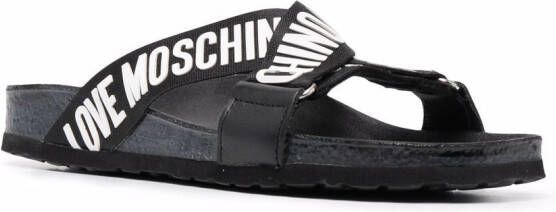 Love Moschino Slippers met logo Zwart