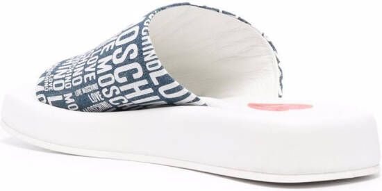 Love Moschino Slippers met logoprint Blauw