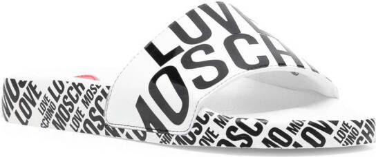 Love Moschino Slippers met logoprint Wit