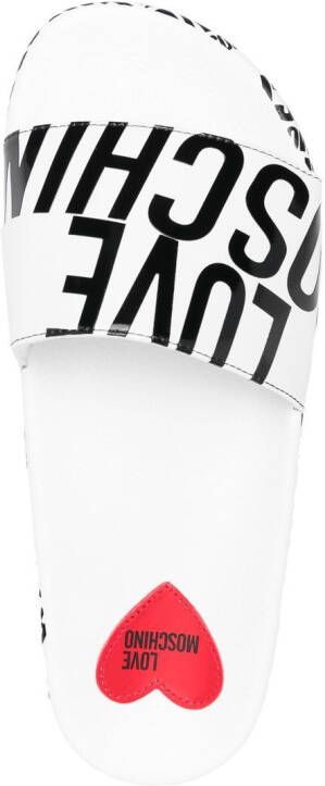 Love Moschino Slippers met logoprint Wit