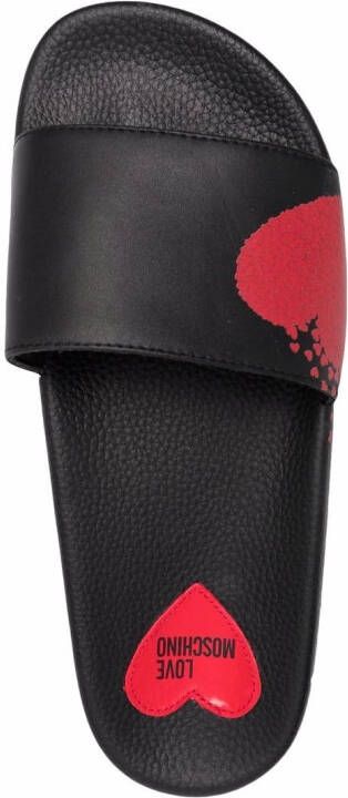 Love Moschino Slippers met logoprint Zwart