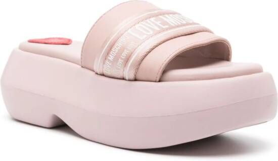 Love Moschino Slippers met plateauzool Roze
