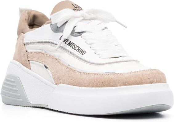 Love Moschino Sneakers met contrasterend vlak Beige