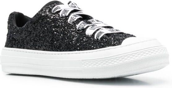 Love Moschino Sneakers met glitter Zwart