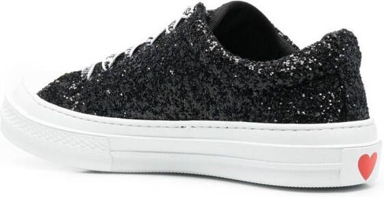 Love Moschino Sneakers met glitter Zwart