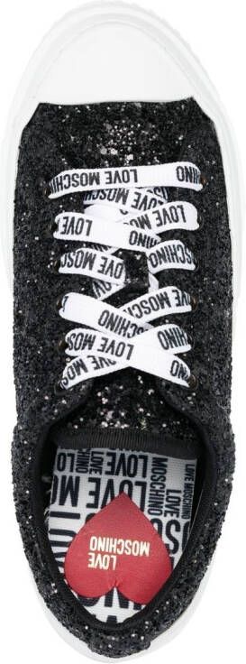 Love Moschino Sneakers met glitter Zwart