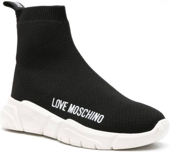 Love Moschino Sneakers met logo-applicatie Zwart
