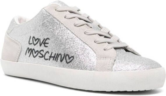 Love Moschino Sneakers met logoprint Zilver
