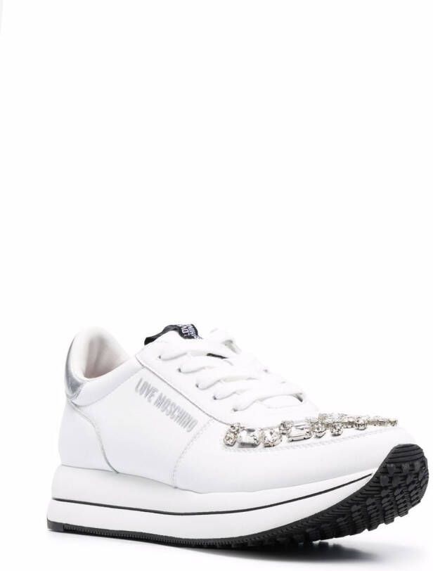 Love Moschino Sneakers verfraaid met edelsteen Wit