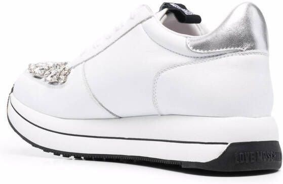 Love Moschino Sneakers verfraaid met edelsteen Wit